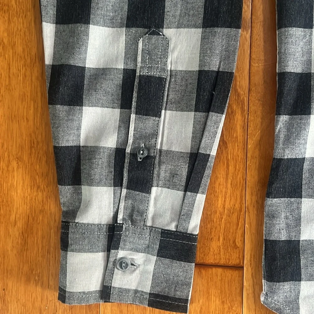Lee Men's Black and White Buffalo Plaid Checkered Shirt Size Medium Casual - Picture 6 of 8